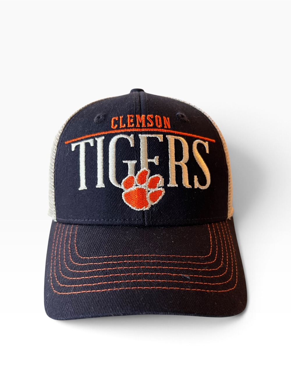 Clemson Tigers Fan Favorite Trucker Hat Navy Orange Mesh Snapback NCAA